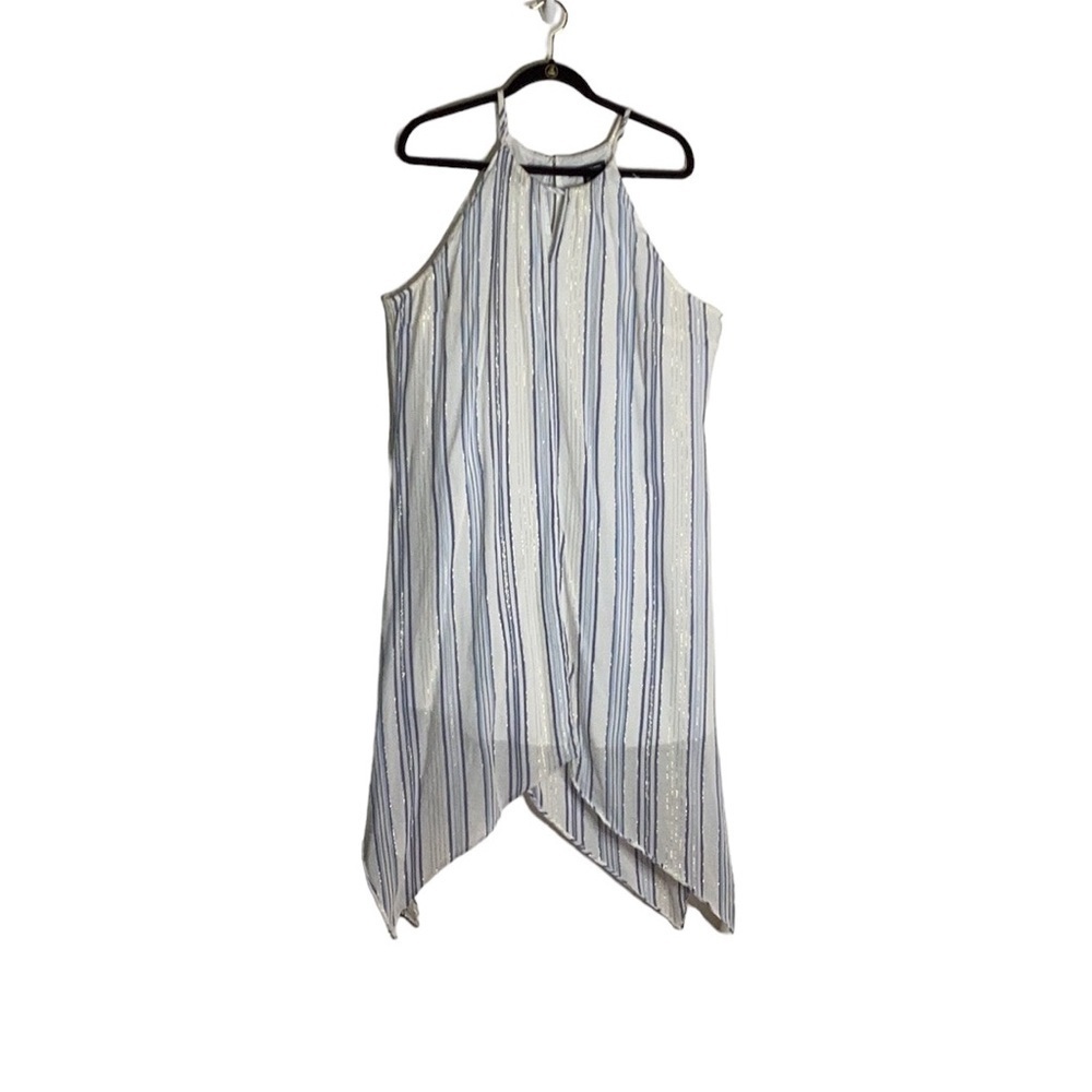 I.N.C. International Concepts White/Blue/Gold Women's Cotton Halter Dress in XL